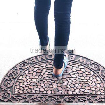 half round flocked rubber door mat