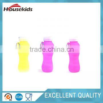 Silicone Collapsible Sports Water Bottle, BPA Free FDA approved Reusable Foldable Leak Proof Drinking Water Canteen