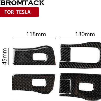 for Tesla Model-3 (2018-2020) Real Carbon Fibre Car Window Lift Switch Button photo-3