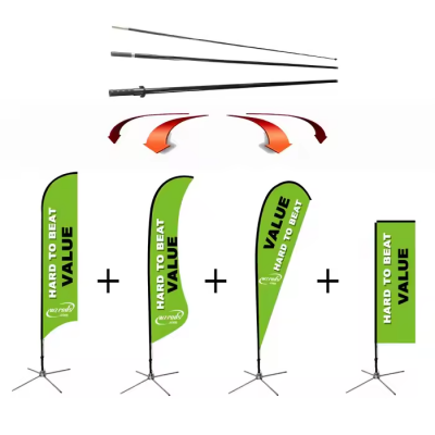 Carbon Composite Fiber Outdoor Wind Banner 4 in 1 Flag Pole Medium Size,Flags and Bases Can Be Customized photo-2