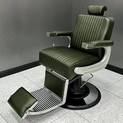 High Quality Sliver Frame Barber Chair Man Barbershop Chairs for Hair Salon Barber Equipment photo-2