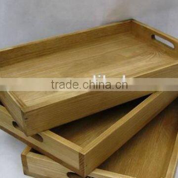 wooden antique serving tray with handles