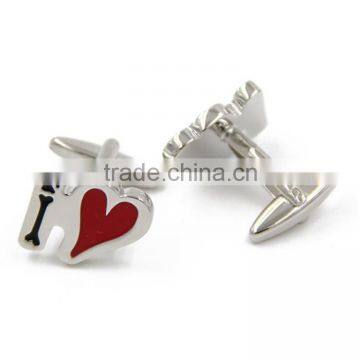 Inexpensive heart shape romamtic metal cufflinks for lovers 1606