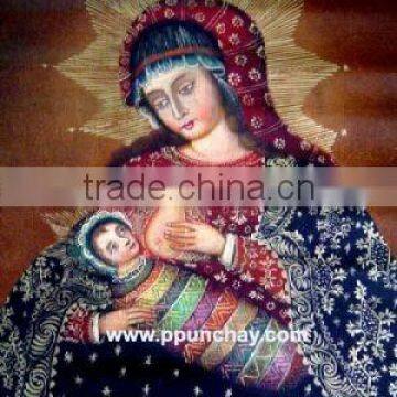 Art Oil Painting "Virgin of the Milk" 19x15" Peru