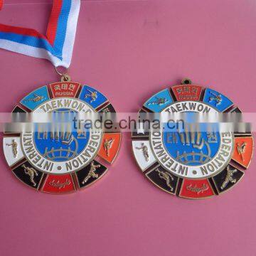 international taekwon-do federation souvenir medals with ribbon, custom ITF game medal