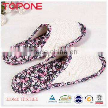 2015 Indoor Shoe Surface Lace Trimming Ladies Flat Slipper