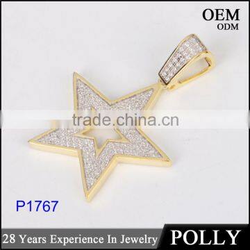 New arrival 925 silver AAA cz five-pointed star pendant jewelry hip hop series