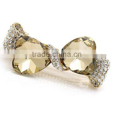 Fashion crystal hairpins horizontal clamp double hearts rhinestone - encrusted hair clip,Hair Clasp