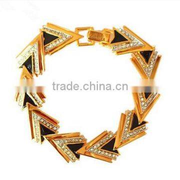 Korean Brand Design Fashion Romantic Delicate Shine triangle black gold Rhinestone Bracelets Statement Jewelry cc bracelet 2015