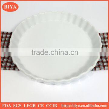 microwave baking pan ceramic stripe round shape fruit pie plate, porcelain cake baking plate,Cheese pan stripe round
