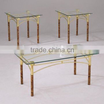 Classic Antique Tempered Glass Coffee Table and end table