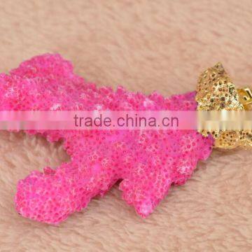Wholesale Golden Tone Alloy Gemstone Natural Coral Pendant photo-2