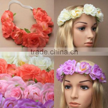 Boho Ladies Floral Flower Festival Wedding Garland Forehead Hair Head Band H156