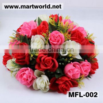 Wholesale artificial flower for home,hotel,wedding events&party; Silk,plastic rose bouquet wedding decoration(MFL-002)