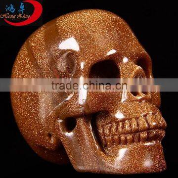 hot sale 3 inch Brown Sand stone skull semi-precious stone skull craft for sale