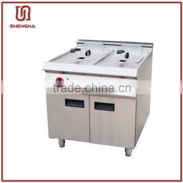 Stainless steel electric 2-tank fryer 2 basket with cabinet