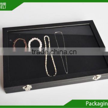 Rectangular black velvet jewelry display tray design