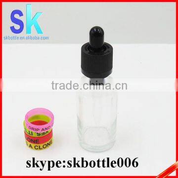 30ml clear glass bottle with child tamper proof cap for e liquid