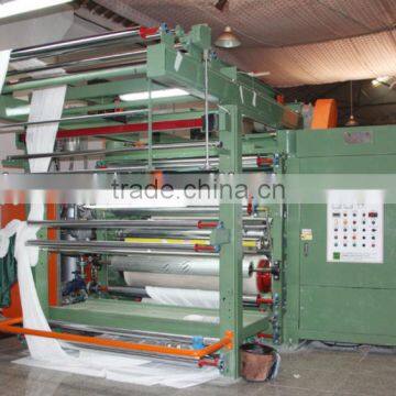 Chinese three-roll calender machine to get elastic effect.