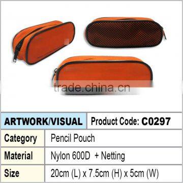 Orange zipper Pencil case / pencil pouch