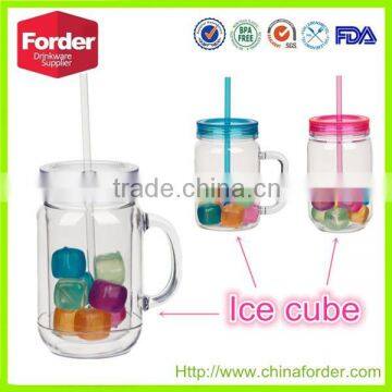 double wall plastic tumbler with ice cube