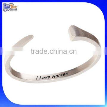 Custom Hand Stamped 925 Sterling Silver Horseshoe Nail Bangle Bracelet/Horse Shoe Nail Cuff Bangle Bracelet Wholesale photo-2