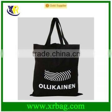 Custom Black Cotton Fabric Tote Shopping Bag photo-2