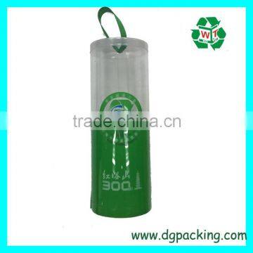 green light cylinder plastic bottle box with handle