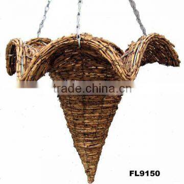 Star cone wicker hanging basket