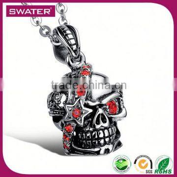 Jewelry Wholesale Stainless Steel Skull Ruby Necklace Sets