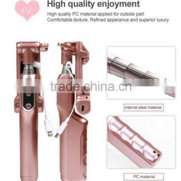 Hot Sale Selfie Stick With Flash Light Folding Wire Selfie Sticks With Mirror