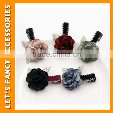 PGHD0315 Hot Sale Crochet Hair Flowers Mini Handmade Ornaments and Beak Clips
