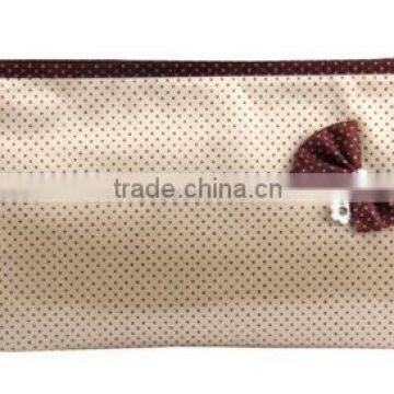 Hot sale cotton dots printing cosmetic pouch with bowknot decorate china factory