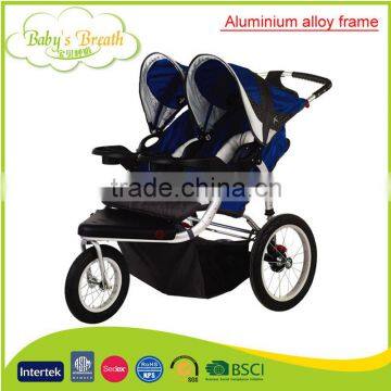 BS-42B aluminium alloy frame material junior baby swing stroller double with shock absorber