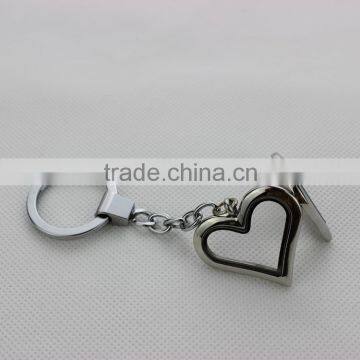 2016 Stainless Steel Silver Heart Magnetic Floating Locket Key Ring Key Chain For Woman Gift photo-2