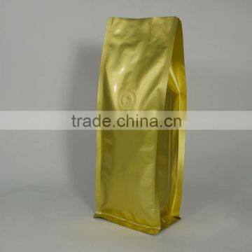 custom design laminated flat bottom gusset bag quad seal box pouch for food packaging