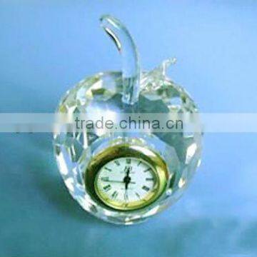 Apple shape crystal clock for room des decoration