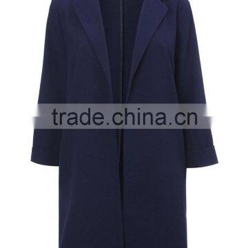 2015 Latest Women Fashion Navy Duster Winter Long Jacket