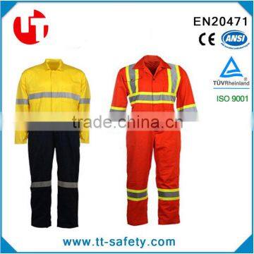 hot sell high visibility safety industrial coveralls workwear with reflective tape
