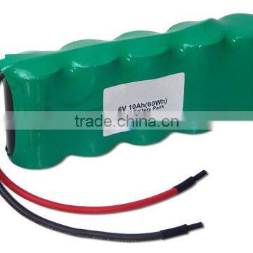 6v 10ah rechargeable battery ni-mh battery pack with wire