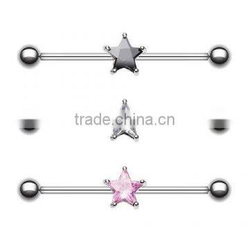 Industrial Barbell Star Cartilage Piercing Body Jewelry Ear