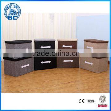 Linen Fabric Clothes Storage Box With Open Front
