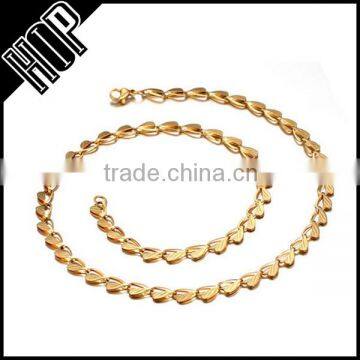 Fashion top sale handmade stainless steel gold heart link chain