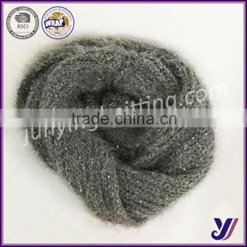 Wholesale Fashion Feather Yarns Loop Scarf Neckwarmer Infinity Knit Pashmina Scarf With Sequined (accept the Design Draft) photo-3