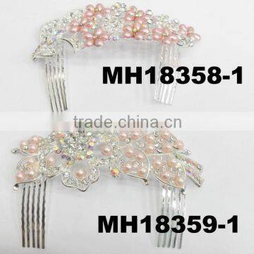 wedding crystal pearl metal hair comb wholesale