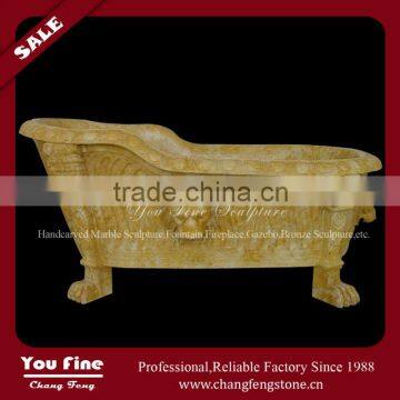 Hand Carved Beige Marble Freestanding Bathtub With Cheap Price