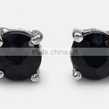 1.30ctw Genuine Sapphire Round .925 Sterling Silver Stud Earrings