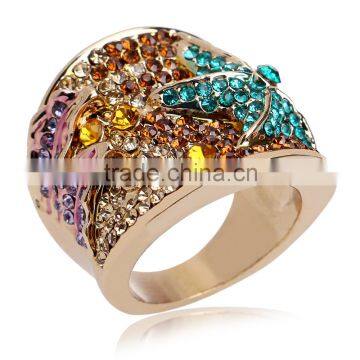 Multi Austrian Crystal Rings 18k Gold Plating Retro Star Jewelry Ring