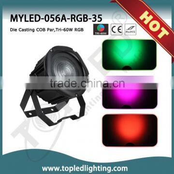 CE&RoHs Certificate Indoor Die Casting COB Tri-60W RGB LED Par Light DJ Light Wash Light