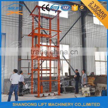 Indoor cargo guide rail lift / warehouse construction material elevator price